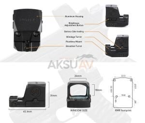 Nutrek Optics ZIKKA Plus R3 1x24x18 RMR Red Dot