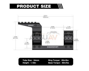 DiscoveryOpt 34 mm Heavy Duty Cantilever Montaj 0 Moa Tek Parça Dürbün Ayağı