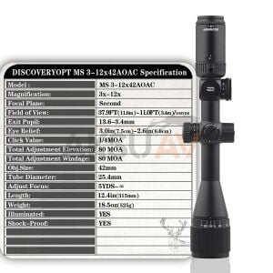 DiscoveryOpt MS 3-12x42 AOAC SFP Moa Tüfek Dürbünü