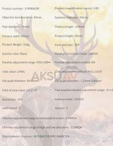 T-Eagle SR 3-9x40AO IR Tüfek Dürbünü