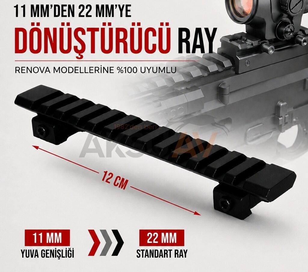 Renova Red Dot Takma Aparatı, 11-22 mm Çevirici Pikatini Ray