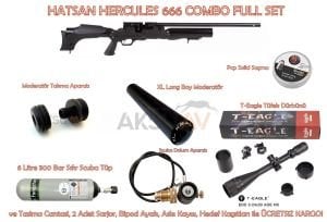 Hatsan Hercules 666 Combo Full PCP Havalı Tüfek Seti (Scuba+Dürbün+Moderator)