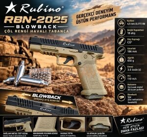 Rubino RBN-2015 Çöl 4.5 mm Blowbackli Havalı Tabanca