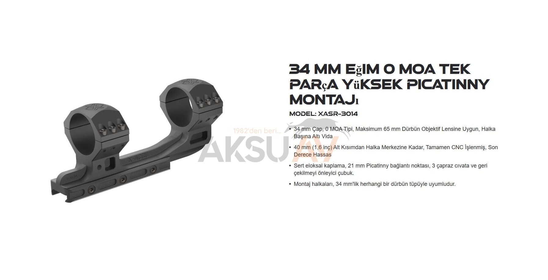 Vector Optics X-Accu Tek Parça 34 mm Ayarlanabilir Dürbün Ayağı