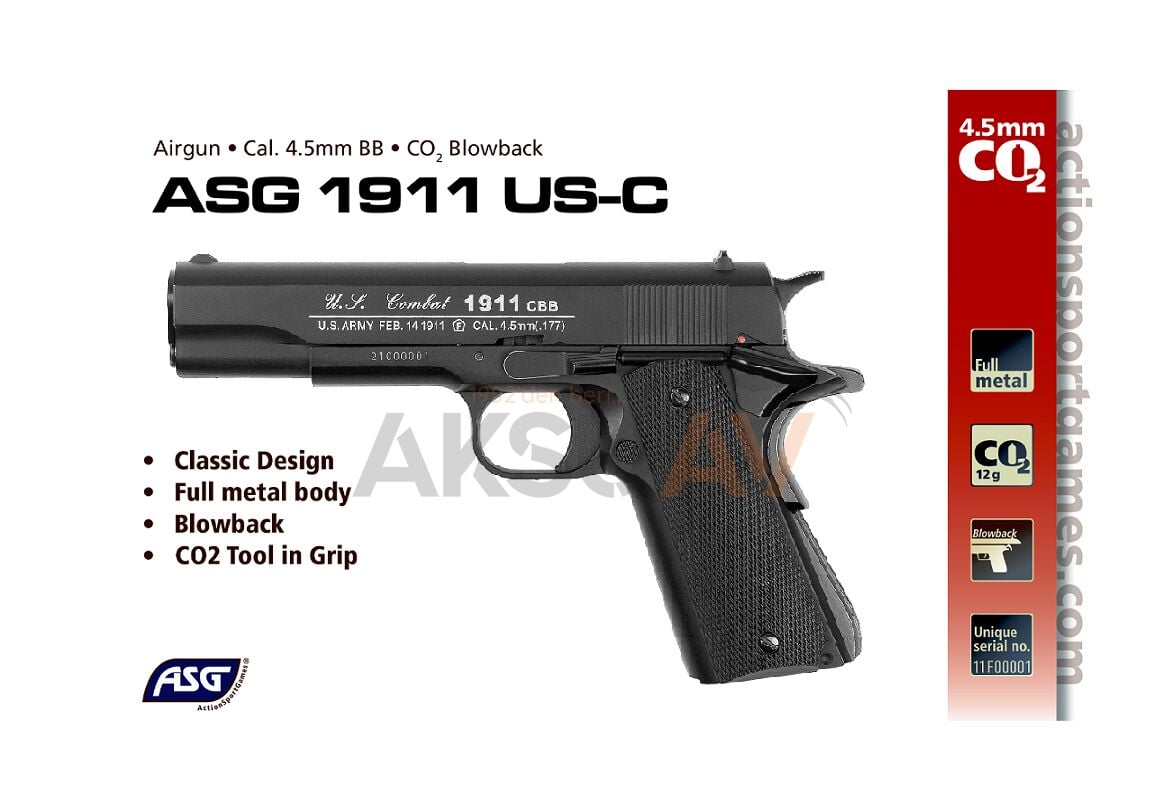 ASG 1911 US-Combat 4.5 mm Blowbackli Havalı Tabanca