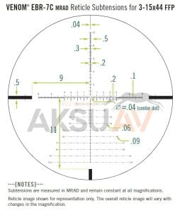 Vortex Venom 3-15x44 FFP Tüfek Dürbünü (EBR-7C MRAD)