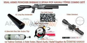 Kral Puncher Bigmax X Siyah Combo FULL PCP Havalı Tüfek Seti (Scuba + FFP Dürbün + Moderator)