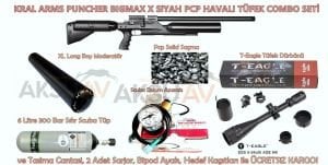 Kral Puncher Bigmax X Siyah Combo Full PCP Havalı Tüfek Seti (Scuba+Dürbün+Moderator)