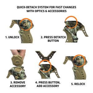 Primos Tripod Combo, Gen3 Trigger Stick Kamuflaj ve 2-Point Gun Rest Seti (24-62 Inç - Büyük Boy)
