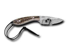 Bora 609 Damascus Geyik Boynuz Saplı Geyik Oymalı Bıçak