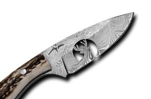 Bora 609 Damascus Geyik Boynuz Saplı Geyik Oymalı Bıçak