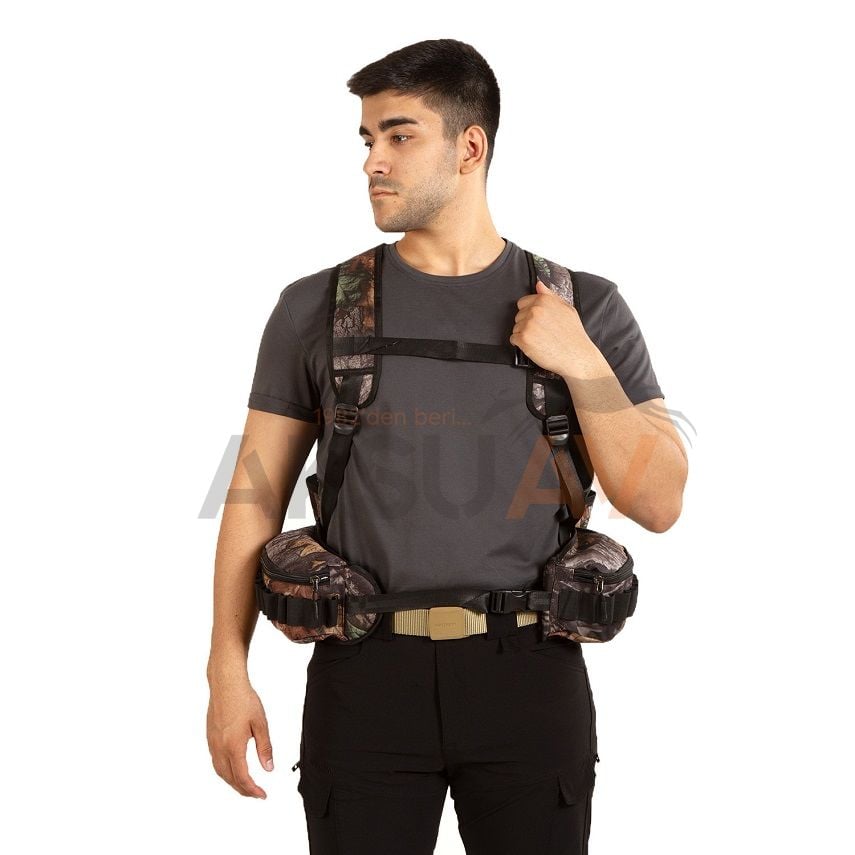 Hunthink Vestpack Çantalı Avcı Yeleği, Orman Desenli