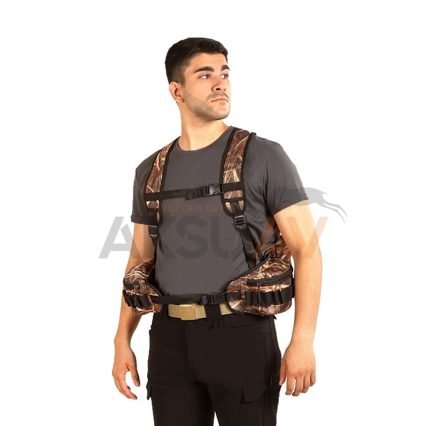 Hunthink Vestpack Çantalı Avcı Yeleği, Saz Desenli
