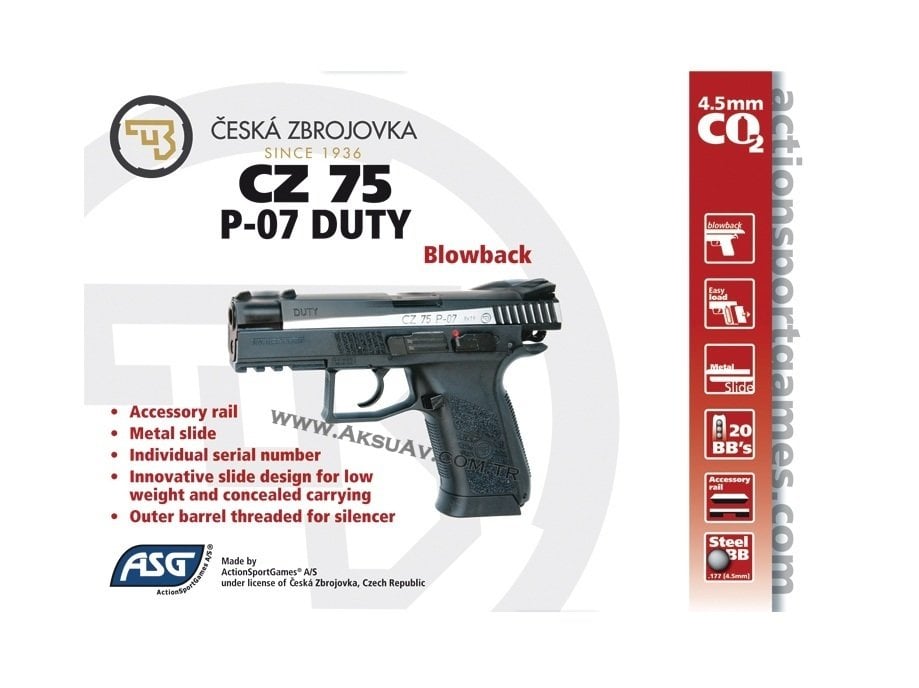 ASG CZ75 P-07 Duty Renkli Blowbackli Havalı Tabanca