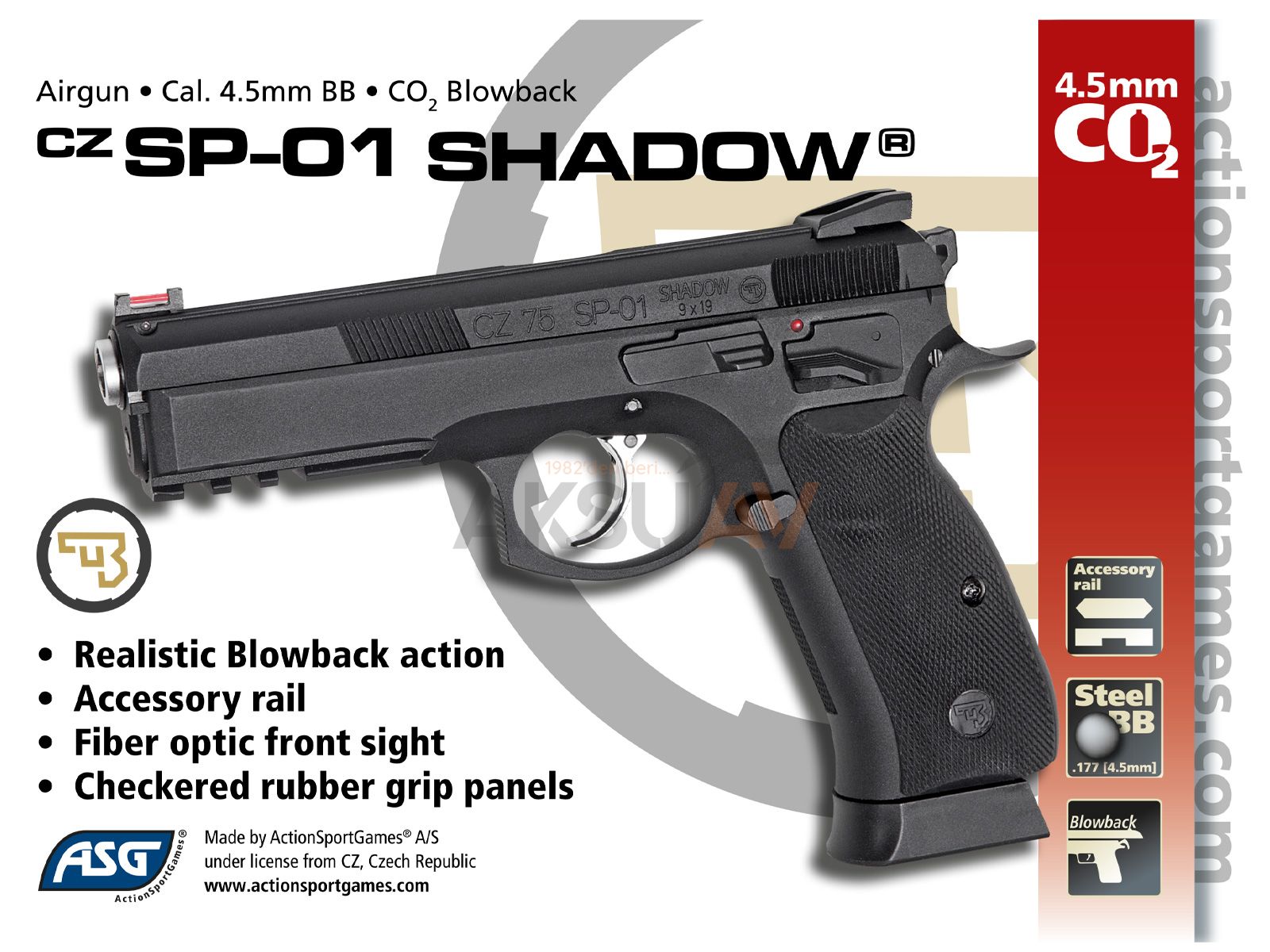 ASG CZ SP-01 Shadow 4.5 mm Blowbackli Havalı Tabanca