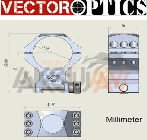 Vector Optics X-Accu 34 mm Medium Dürbün Ayağı (2.EL - Açıklamayı Okuyunuz)