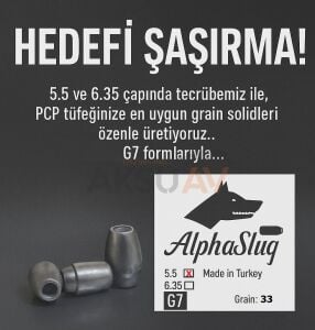 AlphaSlug 5.5 mm 33 Grain G7 Solid Havalı Saçma (150 Adet)