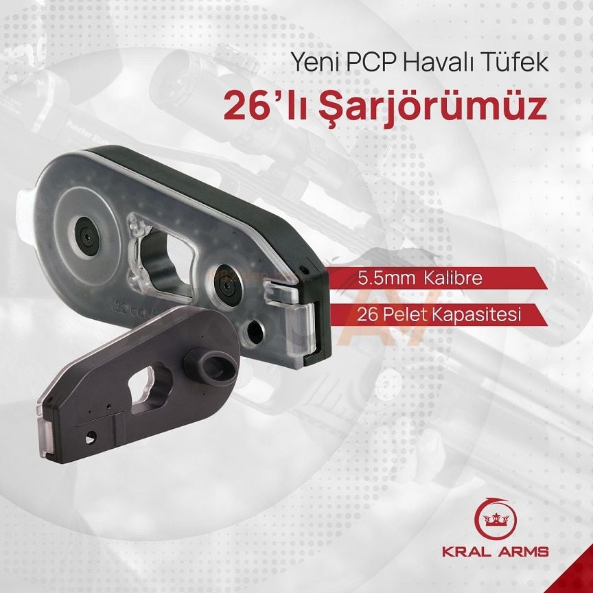 Kral Puncher Yüksek Kapasiteli PCP Şarjörü, 5.5 mm