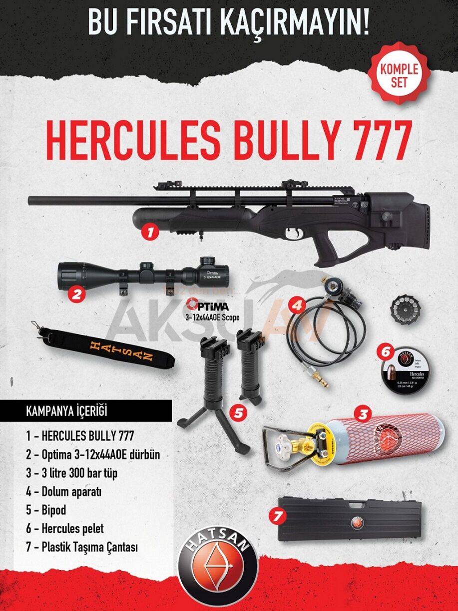Full Set Hatsan Hercules BULLY 777 Combo PCP Havalı Tüfek