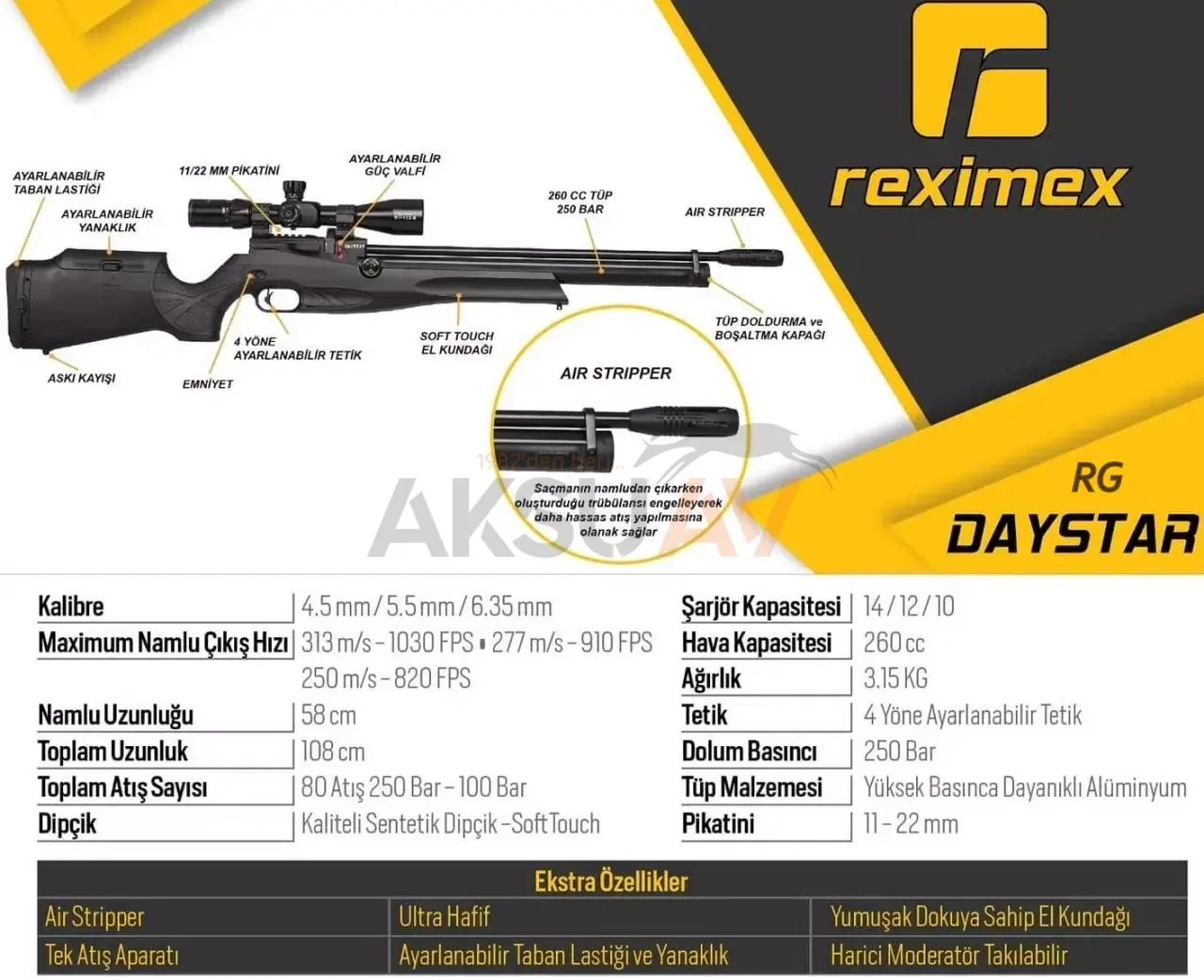 Reximex DayStar S Regülatörlü PCP Havalı Tüfek