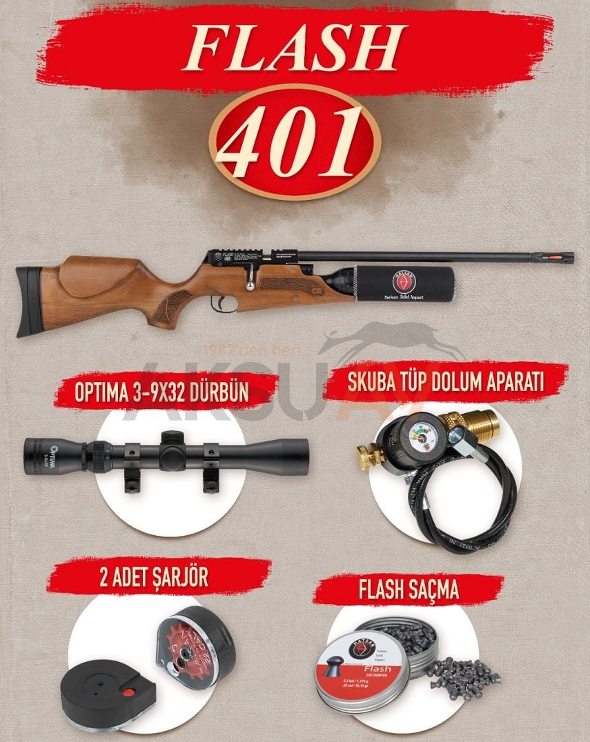 Hatsan Flash 401 W Combo PCP Havalı Tüfek
