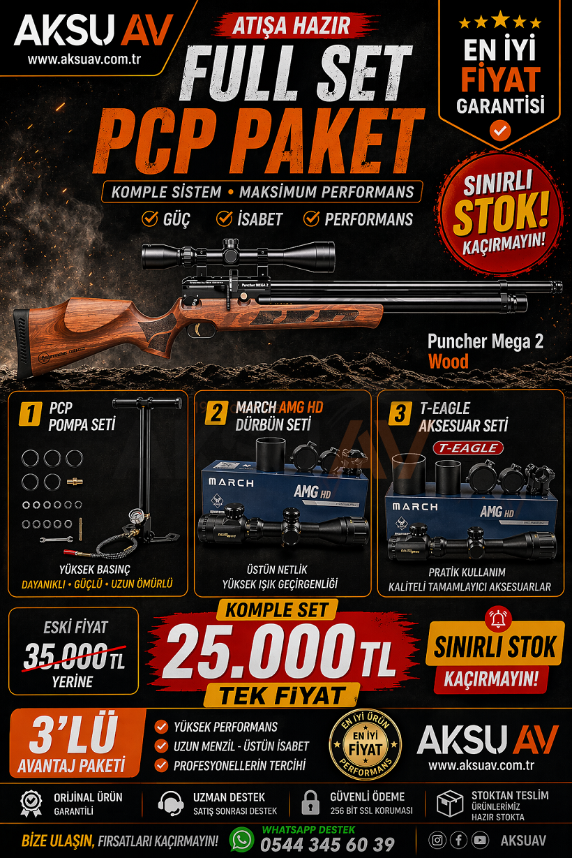 Kral Puncher Mega 2 W Regülatörlü 6.35 mm PCP Havalı Tüfek