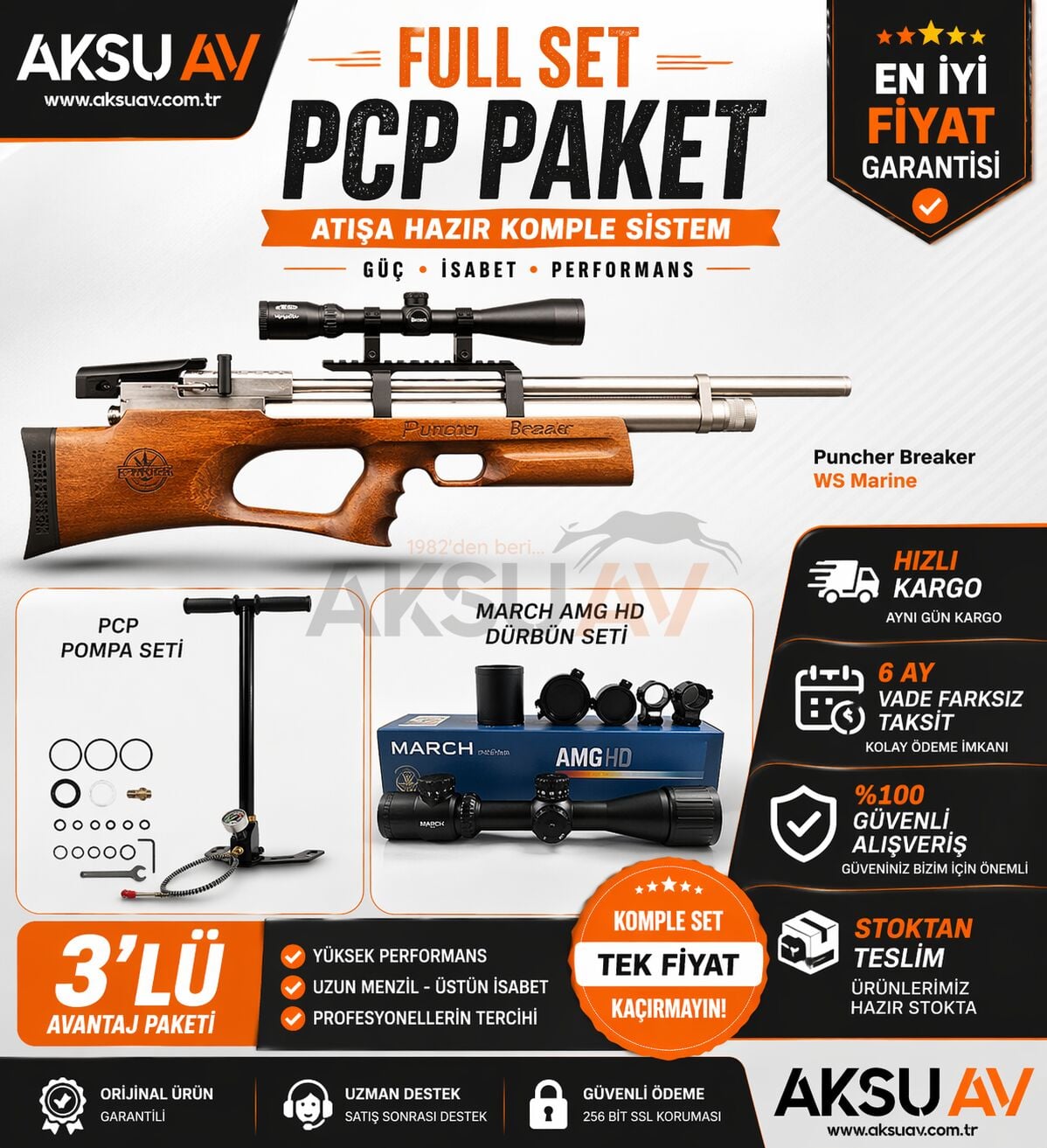 Kral Puncher Breaker WS Marine Bullpup 5.5 mm PCP Havalı Tüfek (Master Combo Paket)
