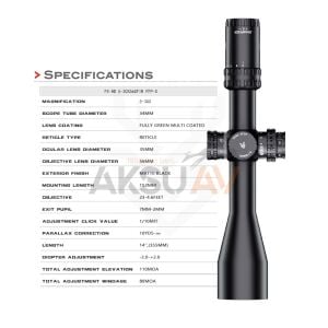 Swampdeer FX HD 5-30x56 SFIR FFP-S Zero Stop Tüfek Dürbünü