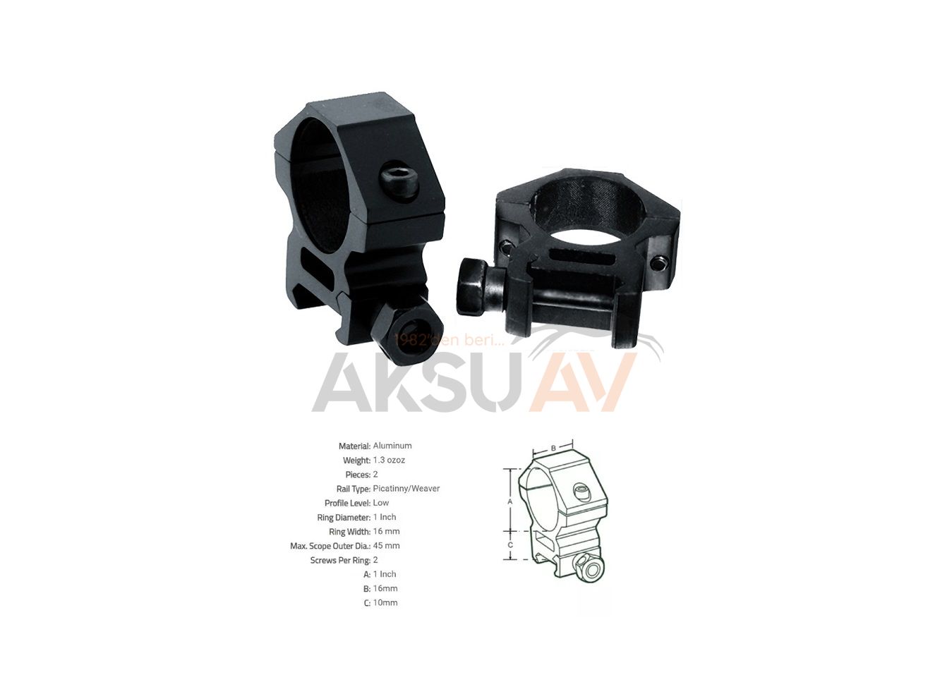 UTG Leapers Çift Parça AccuShot Düşük Boy Dürbün Ayağı (25-22 Low)