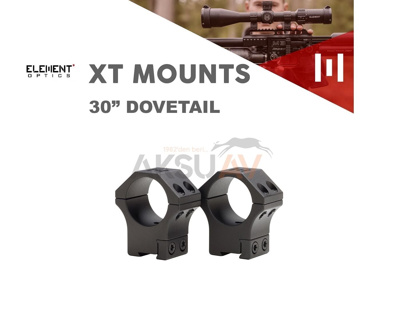 Element Optics XT Mounts 30 mm Dovetail Dürbün Ayağı (30-11 mm Medium)