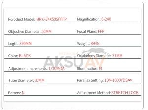 T-Eagle MR 6-24x50 SF FFP Tüfek Dürbünü