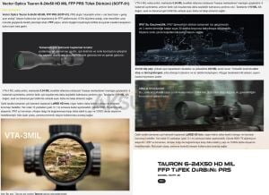 Vector Optics Tauron 6-24x50 HD MIL FFP PRS Tüfek Dürbünü