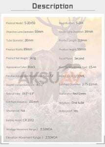T-Eagle ER 5-20x50 SFIR Tüfek Dürbünü